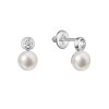 31721 zlate 14 karatove nausnice bile zlato s ricni perlou a brilianty 81pb00050