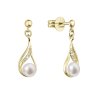 31820 zlate 14 karatove nausnice slza visaci s ricni perlou a brilianty 91pb00047