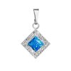 33125 stribrny privesek se syntetickym opalem a krystaly preciosa modry kosoctverec 34260 1 blue