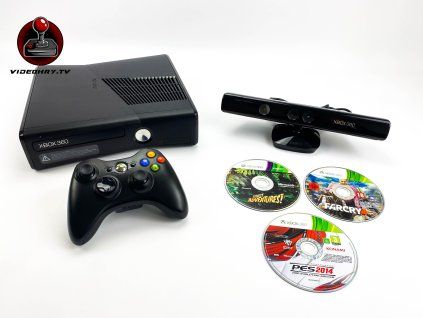 XBOX 360 S 250GB + KINECT + 4 HRY