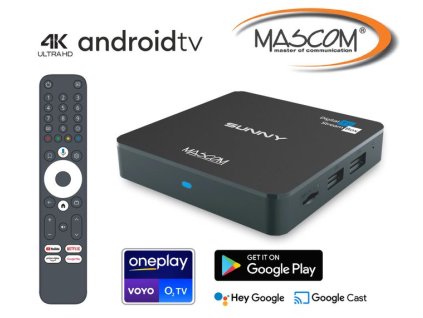 MASCOM SUNNY Android TV12.0 box, 4K HDR, WiFi, BT, ONEPLAY, NETFLIX,..