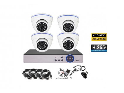 4CH 4MPx AHD kamerový set CCTV DVR s LAN a 4x dome , 2688×1520pxCH, CZ menu, P2P, HDMI, IVA, H265+ 1100x750