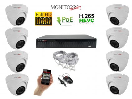 Monitorrs Security IP kamerový set 8 kanálový 2 M.Pix PoE