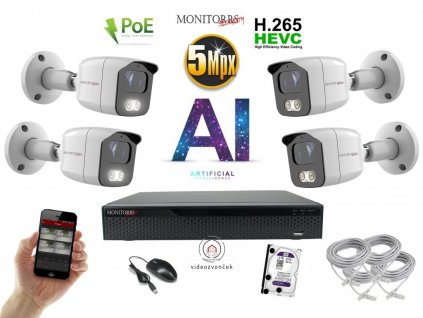 Monitorrs Security AI IP kamerový set 5 Mpix WTube