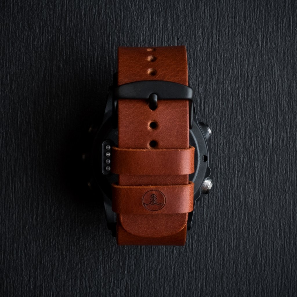 LEATHER GARMIN WATCH STRAP - COGNAC - VIDRA BRAND