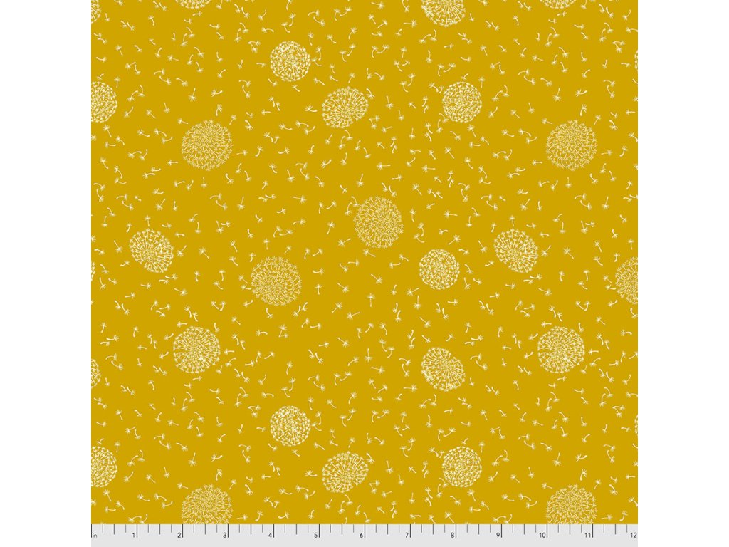 PWRH025.YELLOW metráž pampelišky free spirit fabrics na patchwork šití prodej látek VierMa.cz