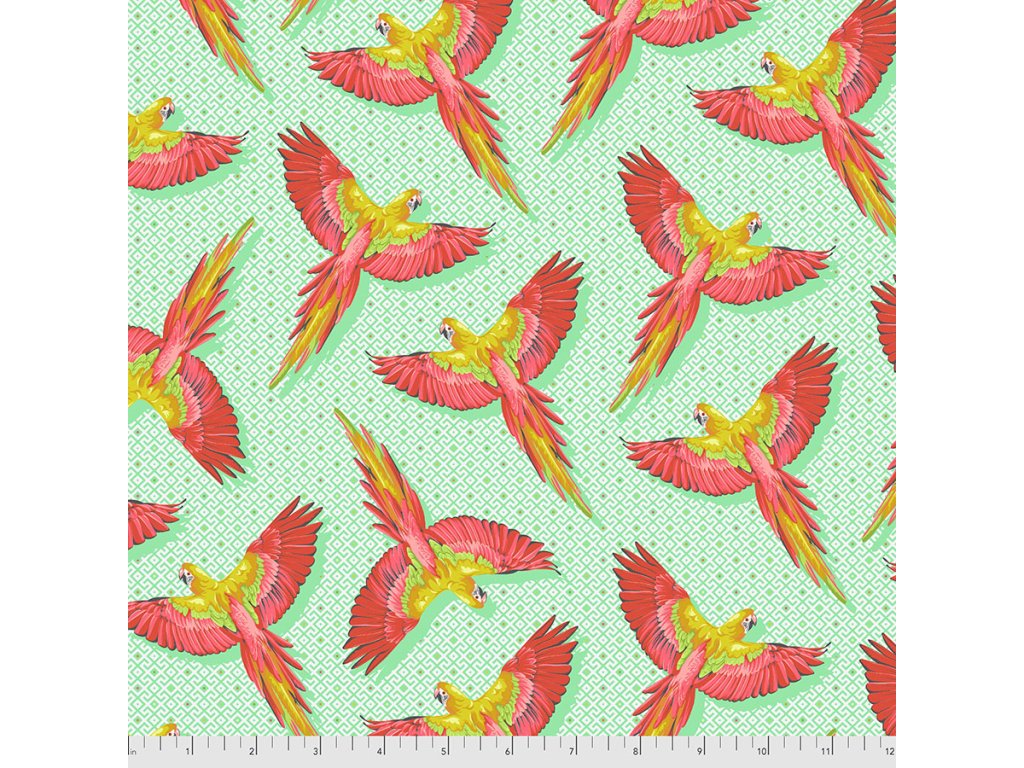 PWTP170.MANGO metráž papoušci ara návrhářka Tula Pink na patchwork i běžné šití prodej VierMa.cz Macaw Ya Later in Mango