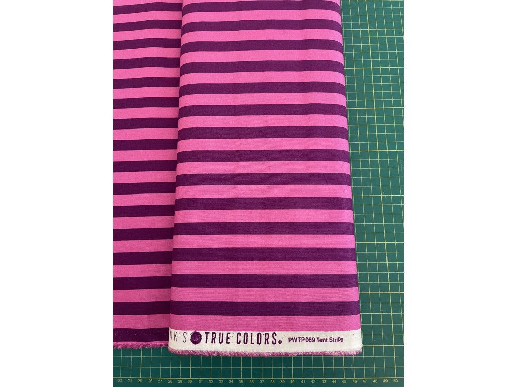 Pruhovaná metráž z kolekce Tula Pink's True Colors vzor Tent Stripe in Foxglove