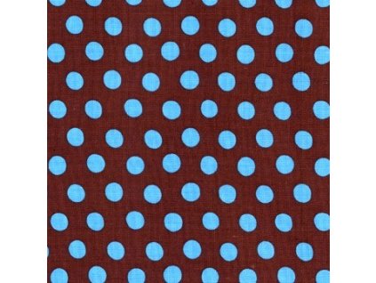 Puntíky tyrkysové na hnědém podkladě