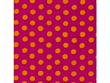 Puntíkovaná látka, oranžové na fialovočervené