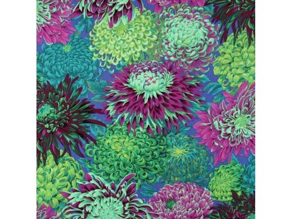 metráž na patchwork Japonské chryzantémy zelené Kaffe Fassett Collective americká látka