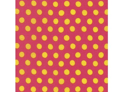 puntíkovaná metráž žluté puntíky na červené Kaffe Fassett americká designová látka prodej VierMa PWGP070.MELON