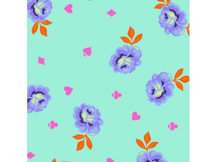 quilting back Tula Pink backing fabric látka velké šířky 274 cm na zadní stranu dek patchwork satén modrozelený růže