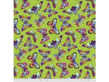 PWTP172.AVOCADO metráž se vzorem motýlů návrhářka Tula Pink Butterfly Kisses in Avocado prodej VierMa.cz na patchwork i šití