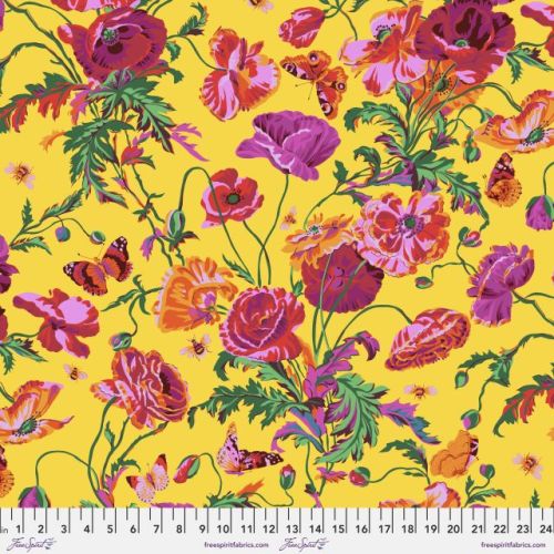 Bavlněná látka květinová žlutá | Philip Jacobs – Kaffe Fassett Collective – Louka