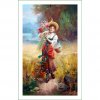 látkový panel obrázek natištěný na plátně na šití na patchwork vintage VierMa obraz dívka s květinami H.Waldek (1)
