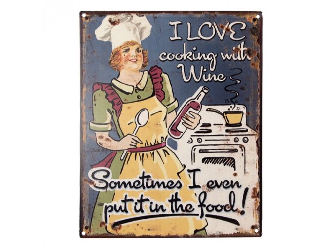 nastenna kovova cedule i love cooking with wine 20125 cm