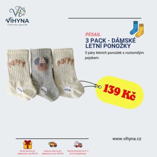 🐶 3 páry letních ponožek s roztomilým pejskem 🐶 Dodejte svému outfitu hravý nádech s těmito pohodlnými ponožkami s motivem...