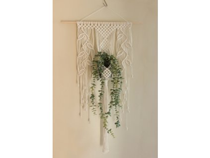 Závesné macramé na stenu s držiakom na kvetináč