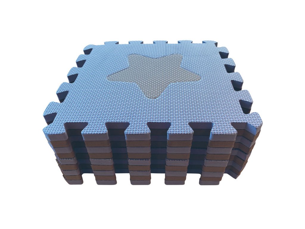 Schaumstoff Spielmatte Puzzle Geometrische Formen, Blue 90x90 cm - Vikibaby
