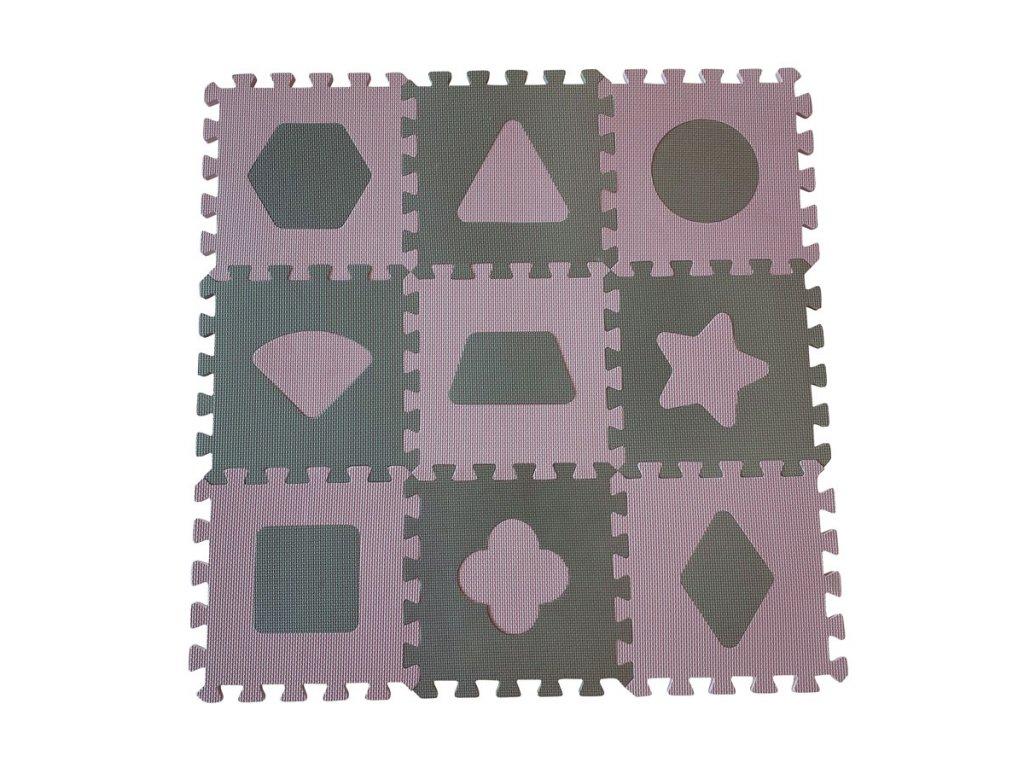 Schaumstoff Spielmatte Puzzle Geometrische Formen, Rose 90x90 cm - Vikibaby