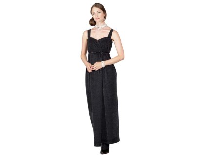 Damen-Abendkleid Hybis schwarz mit Samtmuster 0341