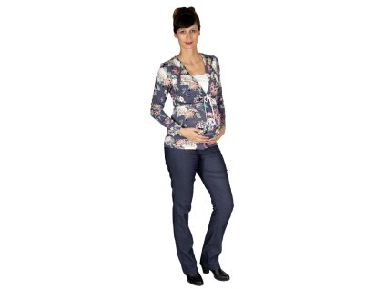 Umstands- und Still-T-Shirt Rialto Dechy, Blumenmuster auf grauem Grund 0570