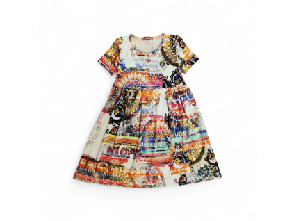 Kinderkleid Rialto UNNA blau weiß + buntes Muster 0519