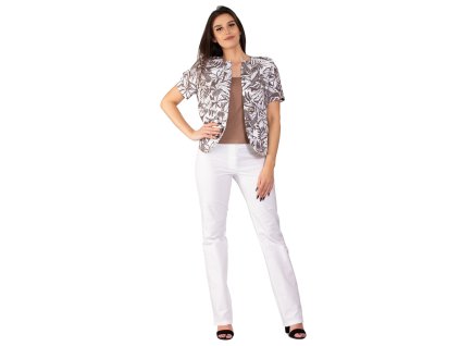 Damen Sommermantel Ema weiß mit braunem Muster 0262