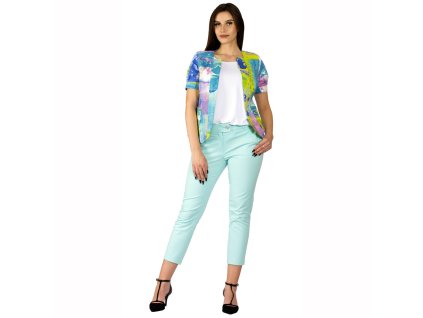 Damen Sommermantel Ema blau-grün Muster 5393