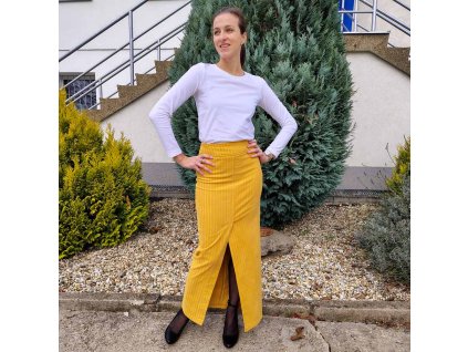 Langer Damen Cordrock Fiera senf 19192