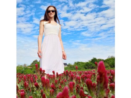 Still und Umstandskleid Ladelies creme mit Punkten 0641