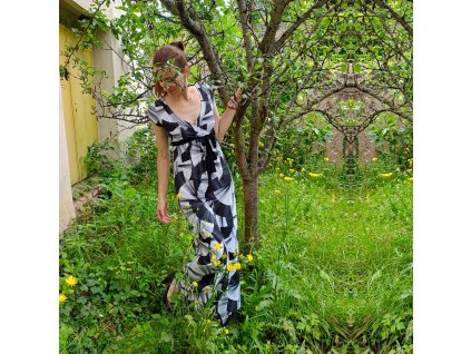 Umstands- und Stillkleid Lonchette schwarz-weiß Fächer 0615