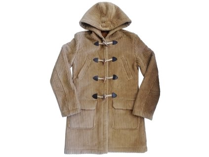 Damen Cordmantel mit Kapuze und Fellbesatz, Beige