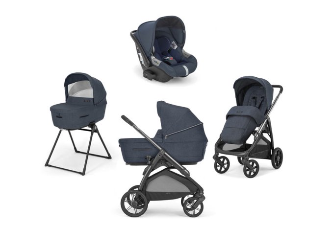 Kinderwagen Inglesina Aptica Darwin 4in1 2023 Resort Blue Blau mit I-Size-Autositz mit ADAC-Test und Welcome Pad