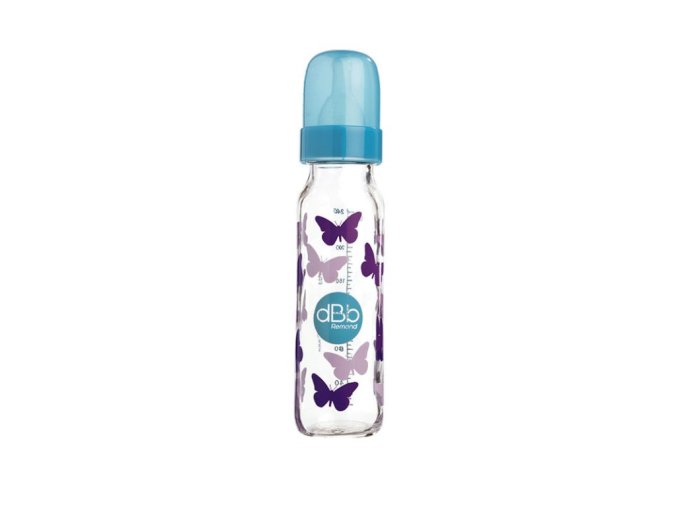 dBb Glasflasche PaPillons 240 ml, Schnuller Neugeborene, Lila