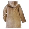 Damen Cordmantel mit Kapuze und Fellbesatz, Beige