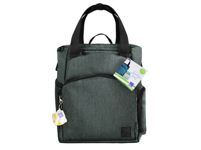 CB GRYLEM Pelenkázó táska és hátizsák Grey/Lemon Drop, húzózsinóros kis zsákkal és minisolo kulcstartóval, citrom mintával