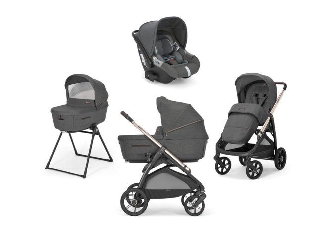 Új Inglesina Aptica Darwin Recline 4in1 Velvet Grey kombinált babakocsi ADAC teszttel szürke