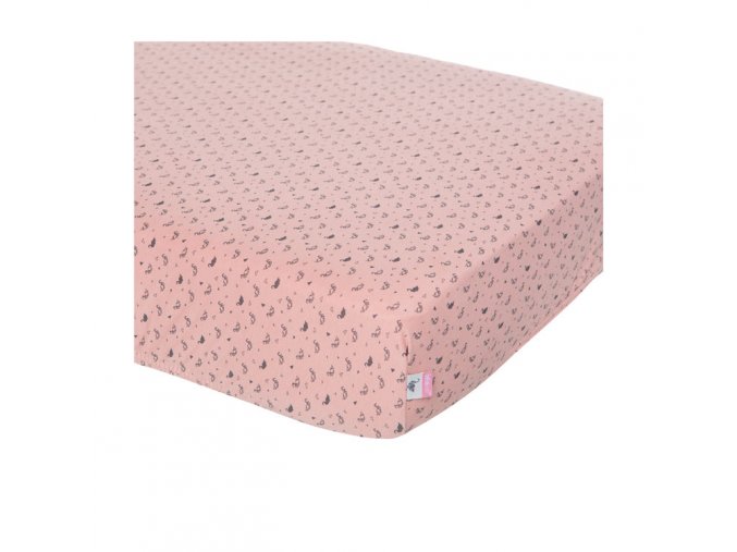 rózsaszín gumis lepedő 60 x 120 Bébé-Jou Fabulous Swan