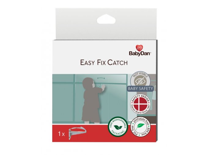 8526 BabyDan Easy Fix Catch univerzális zár fiókhoz, szekrényajtóhoz, ragasztással, BIO