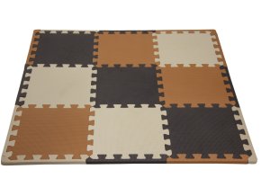 Puzzle habszivacs játszószőnyeg szegéllyel Brown Beige Grey 92x92 cm