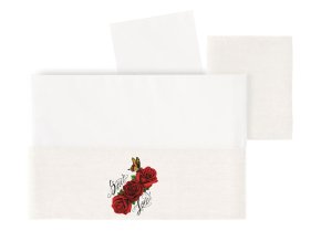 Hugs Factory 3 részes ágyneműgarnitúra kiságyba Vanilla dekor Red Rosses Grey, BIO