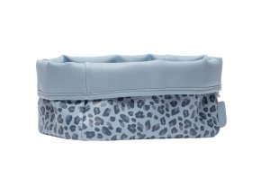 Nagyobb textil tárolókosár 27 × 19 babaápolási kellékre Bébé-Jou Leopard Blue