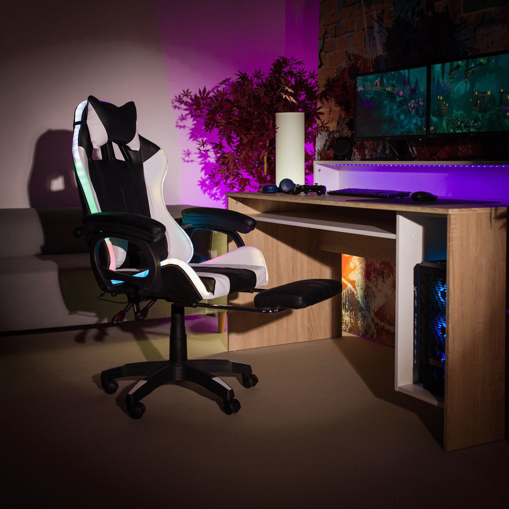 Herní křeslo s RGB LED podsvícením,  JOVELA