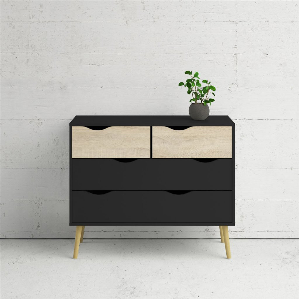 Komoda OSLO 75395 černá MAT/dub sonoma