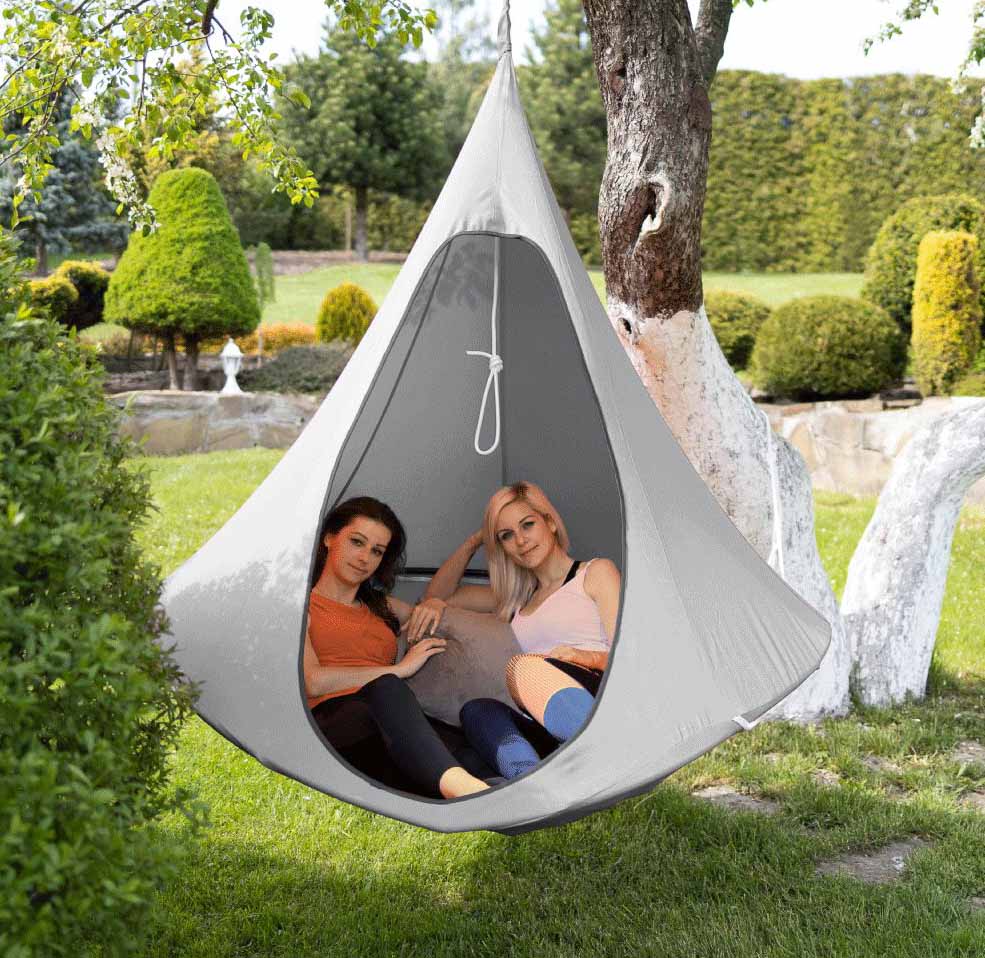 Závěsné houpací křeslo, světle šedá, KLORIN NEW BIG SIZE CACOON HAMMOCK2