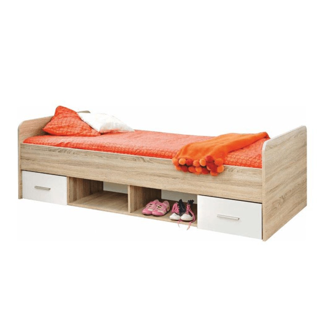 Dětská jednolůžková postel se dvěma zásuvkami TK4010