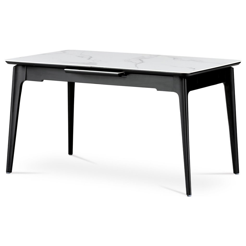 Jídelní stůl 140+40x80 cm keramická deska bílý mramor HT-402M WT