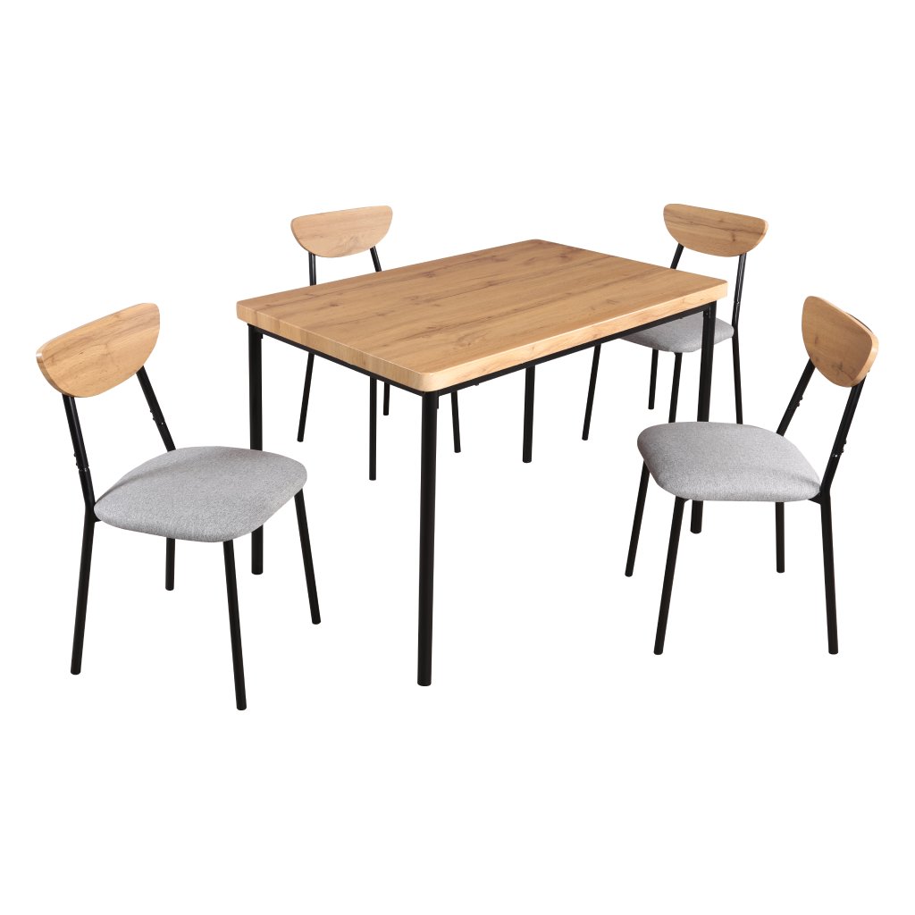 Jídelní set 1+4 dub světlý šedá černá TJSA109D